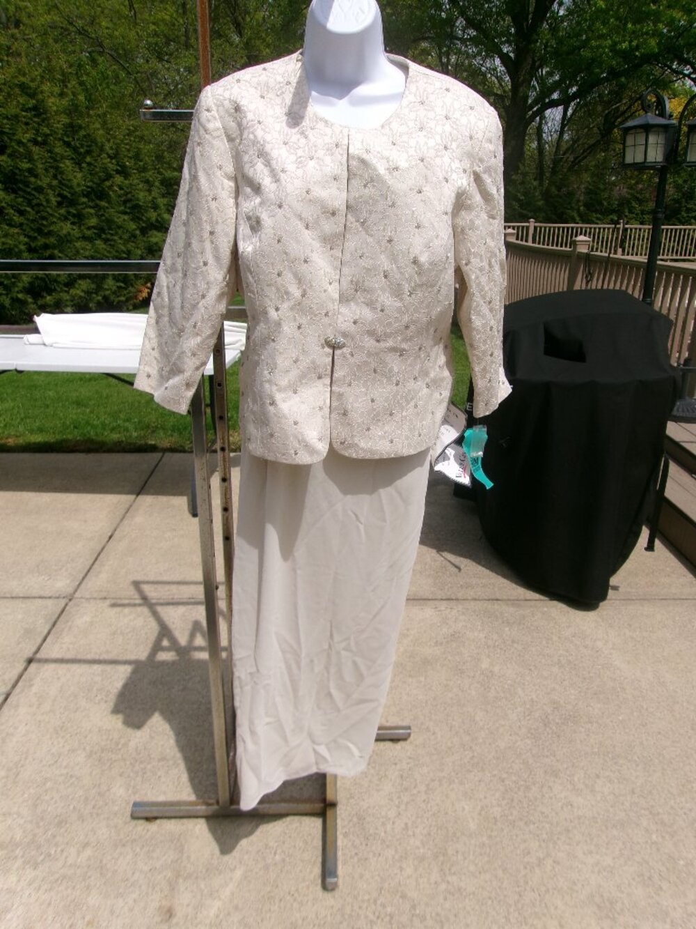NWT RM RICHARDS GORGEOUS IVORY FORMAL DRESS&JACKET SET 16